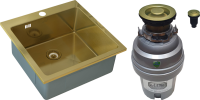 Комплект Мойка Zorg Inox PVD SZR-51 BRONZE + Измельчитель ZR-75 D BRONZE