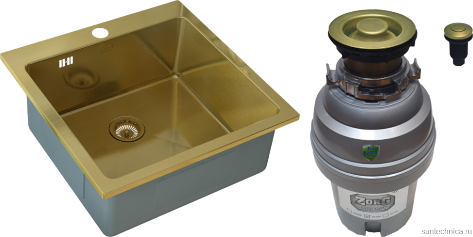 Комплект Мойка Zorg Inox PVD SZR-51 BRONZE + Измельчитель ZR-75 D BRONZE