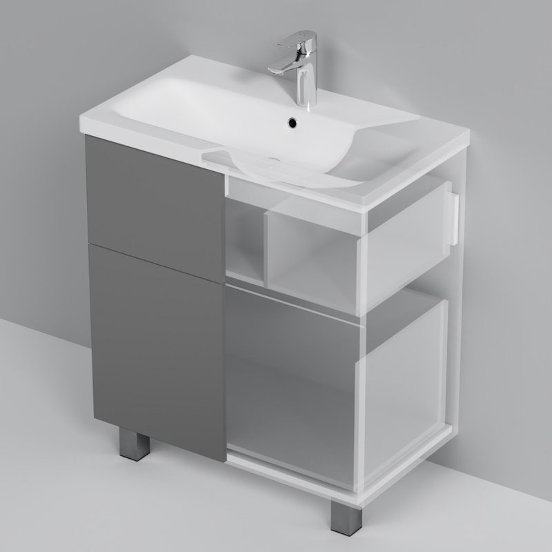 Мебель для ванной комнаты AM.PM Gem 75 графит матовый, напольная, с 2 ящиками