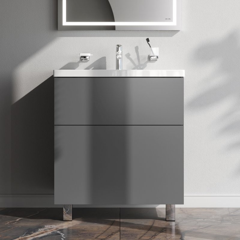 Мебель для ванной комнаты AM.PM Gem 75 графит матовый, напольная, с 2 ящиками