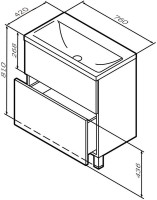 Мебель для ванной комнаты AM.PM Gem 75 графит матовый, напольная, с 2 ящиками