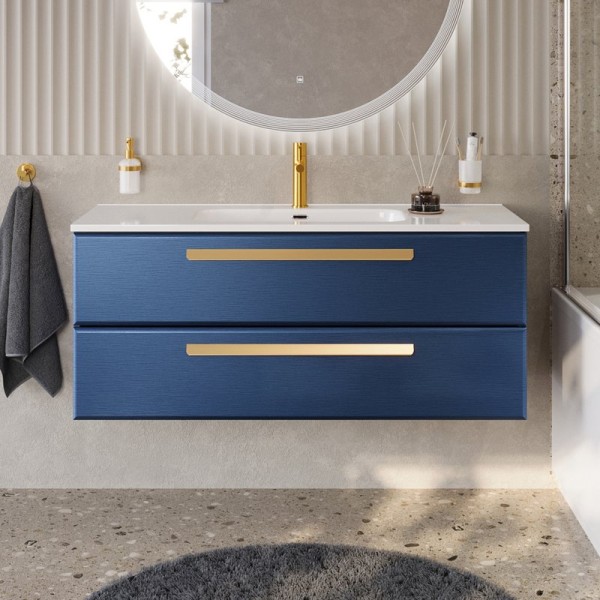 Тумба с раковиной Cezares Eco Cer-N 120 sapfiro, раковина Duet 120, ручки сатиновое золото