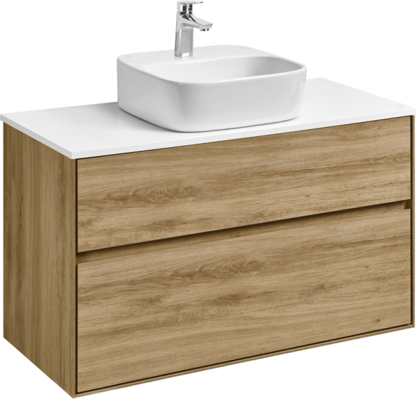 Тумба с раковиной AQUATON Либерти 100 со столешницей белый глянец, раковина Одри 42