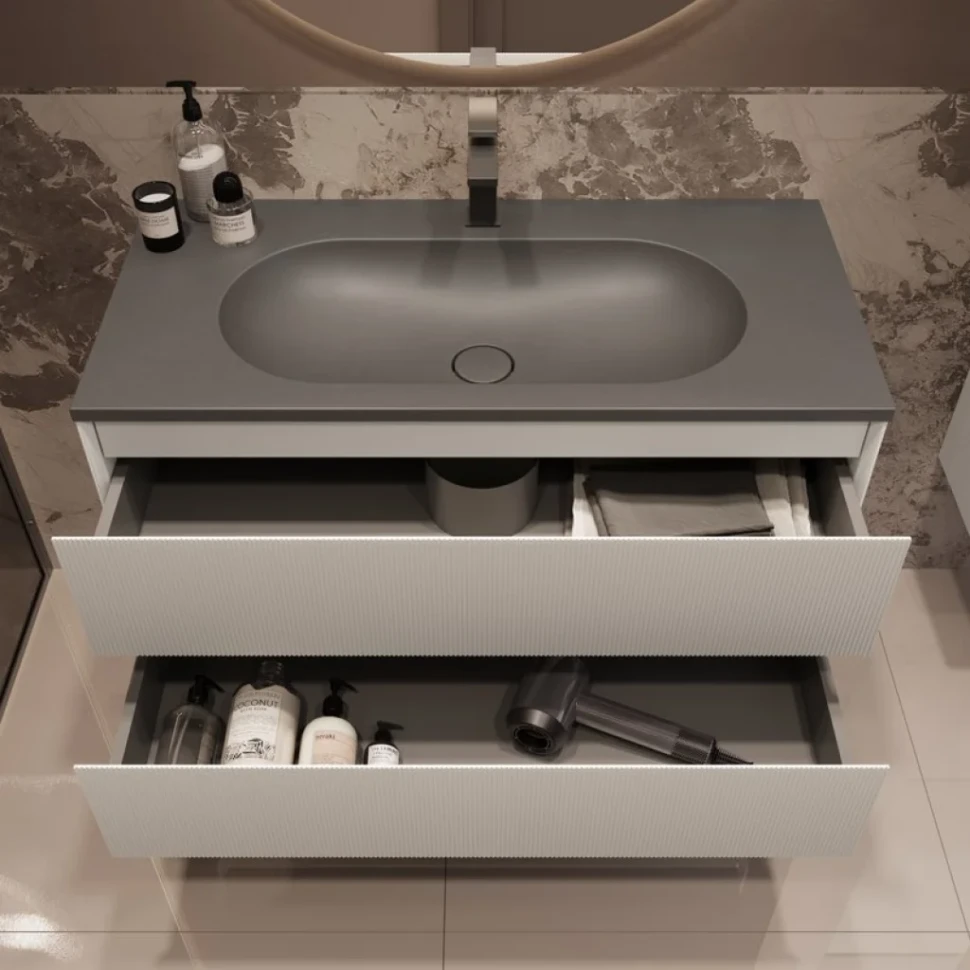 Тумба под раковину без столешницы Vincea Welle 100 m.white soft-touch