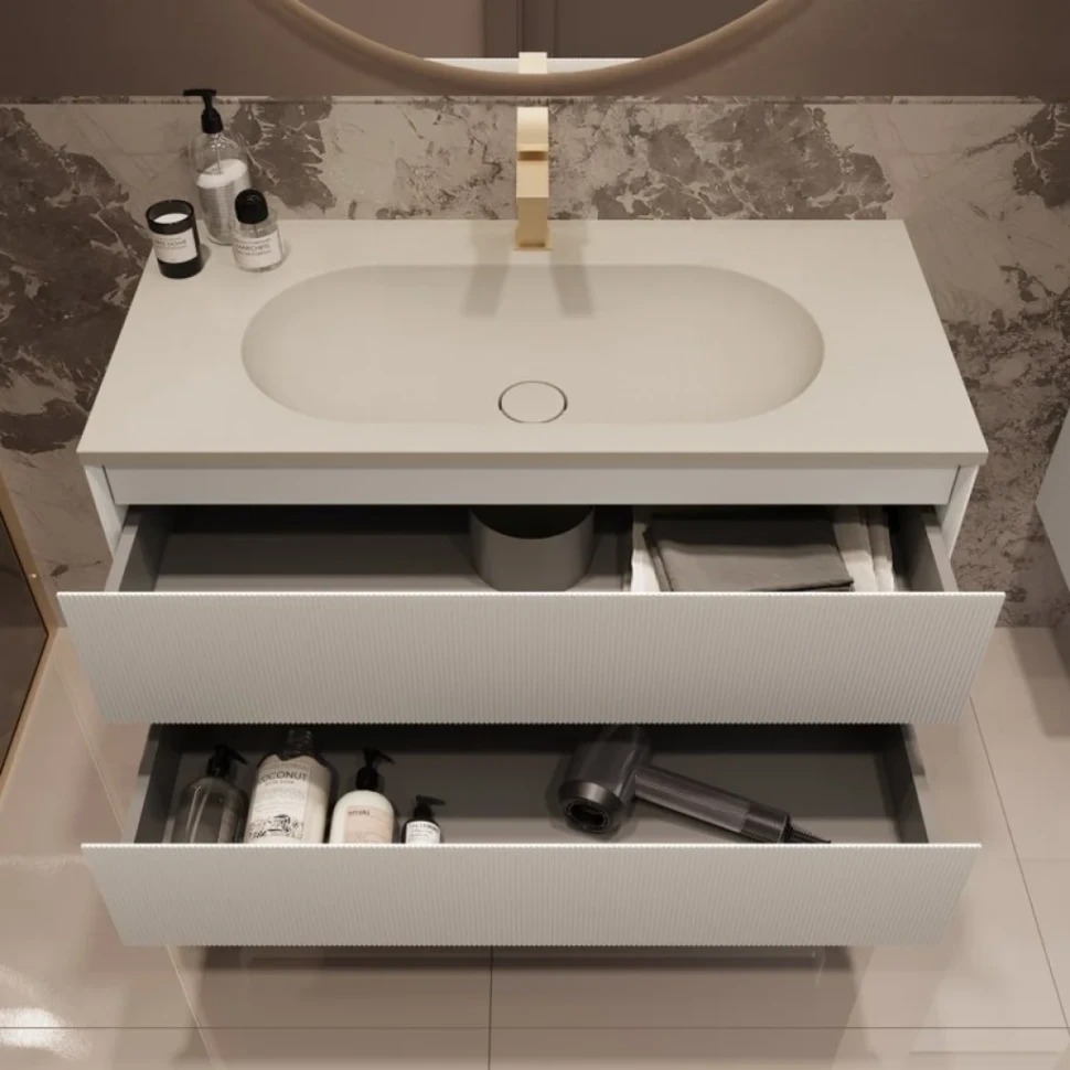 Тумба под раковину без столешницы Vincea Welle 100 m.white soft-touch