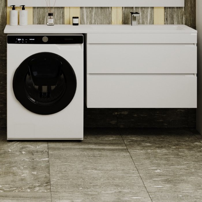 Мебель для ванной комнаты Style Line Даллас 150 R Люкс Plus подвесная, белая, зеркало DIWO Элиста