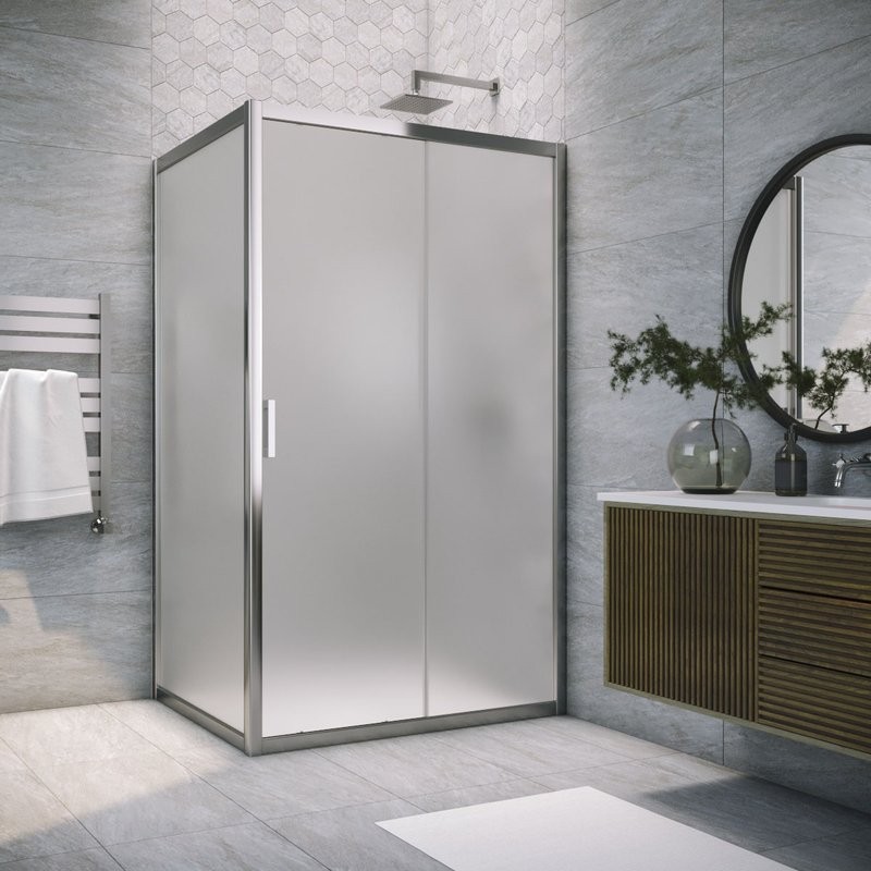 Душевой уголок Vegas Glass ZP+ZPV Tur Novo h1900 120*70 08 10 профиль глянцевый хром, стекло сатин