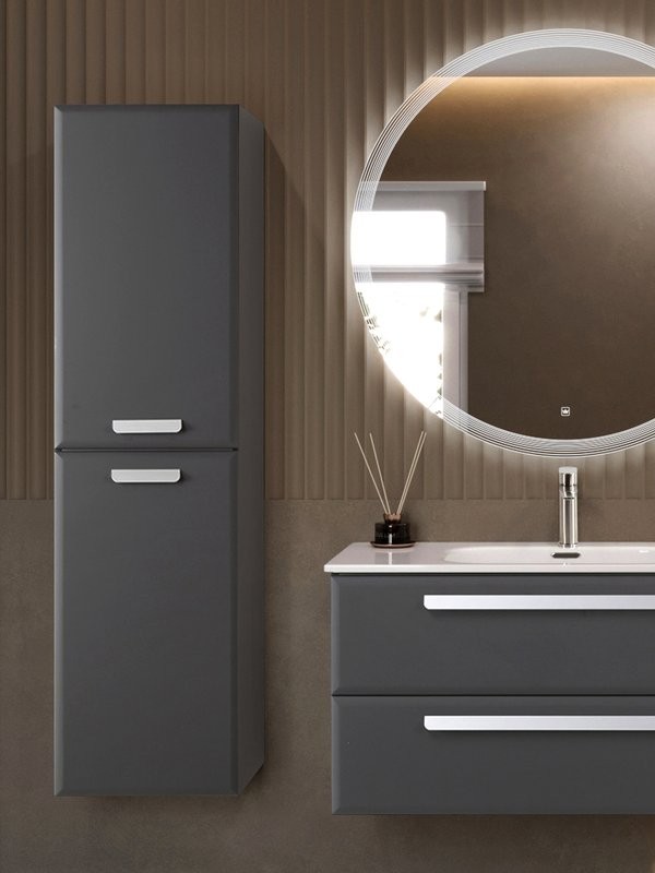 Шкаф-пенал для ванной Cezares Eco-Cer-N 40 универсальный темно-серый матовый, ручки сатин