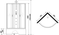 Душевая кабина Niagara Classic NG-2508-14BKTG 90х90 см, без крыши, с тропическим  душем и гидромассажем