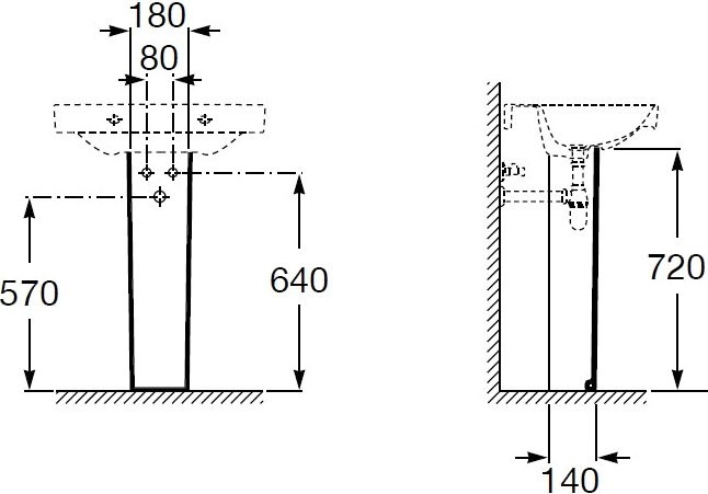 Комплект  Раковина Roca Debba 60x48 + Пьедестал для раковины Roca Debba 33799000Y + Смеситель для раковины Rossinka Y Y35-22 + Сифон для раковины Wirq