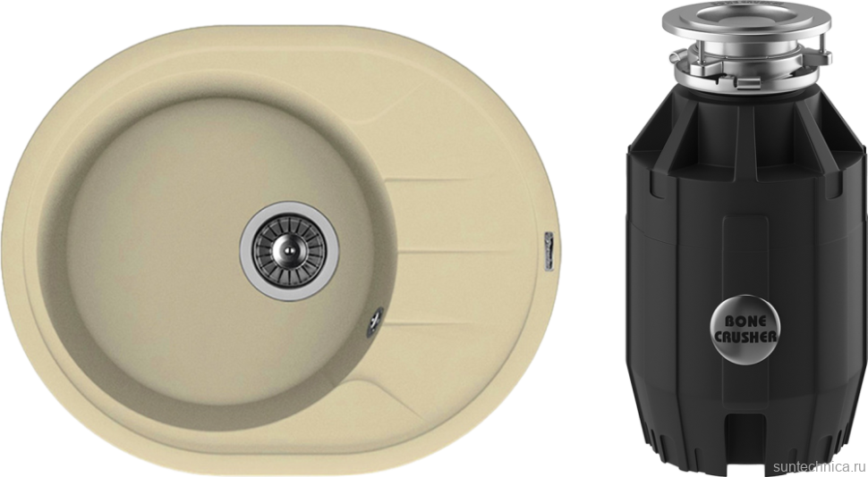 Комплект Мойка Florentina Родос 620 шампань + Измельчитель Bone Crusher BC 910-AS