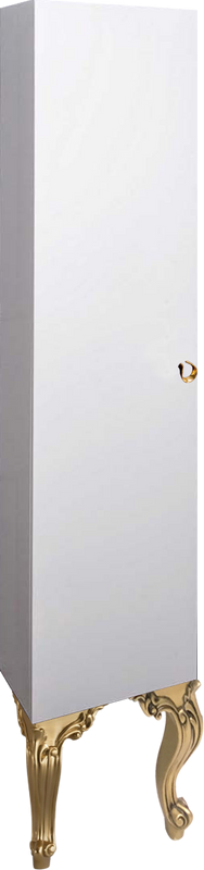 Шкаф-пенал для ванной Armadi Art NeoArt белый с ручкой Drop золото, с ножками