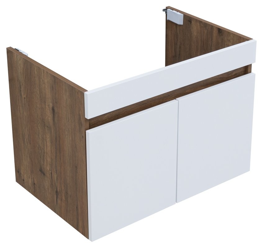 Тумба под раковину без столешницы Aquanet Оптима 80 подвесная, дуб рустикальный, белый сатин