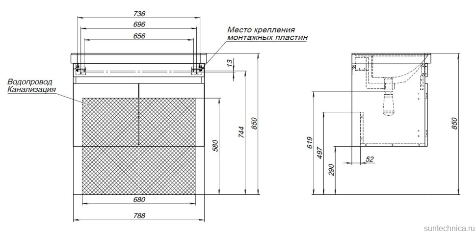 Тумба под раковину без столешницы Aquanet Оптима 80 подвесная, дуб рустикальный, белый сатин