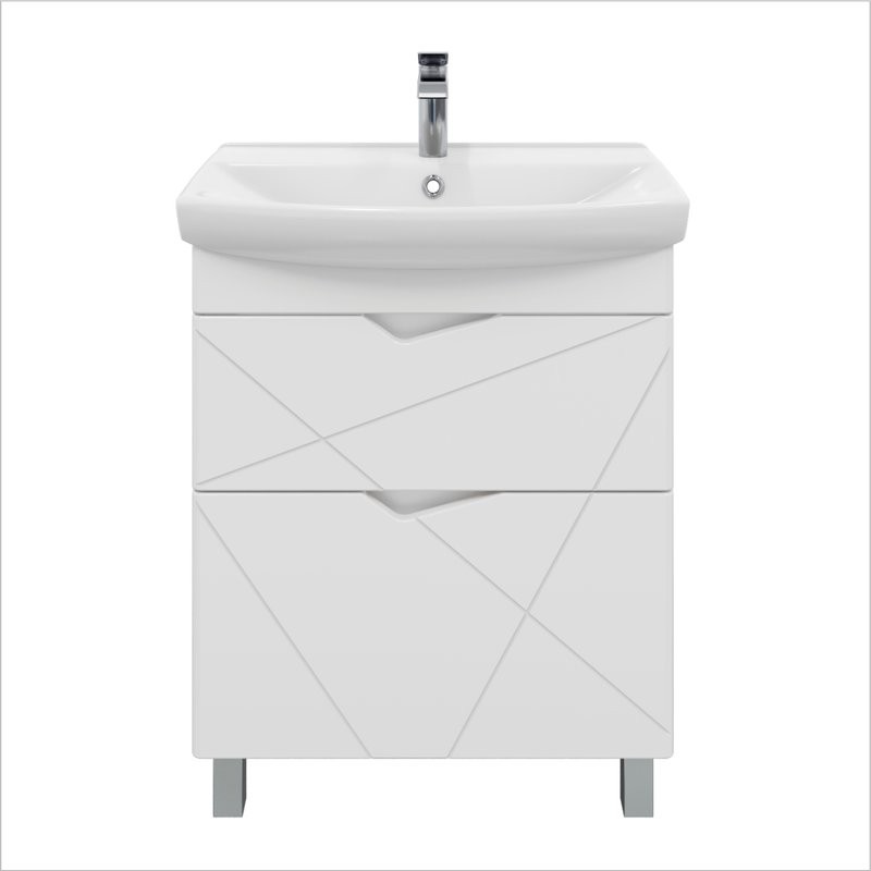 Тумба под раковину без столешницы SanStar Линни 70 напольная, глянцевая белая