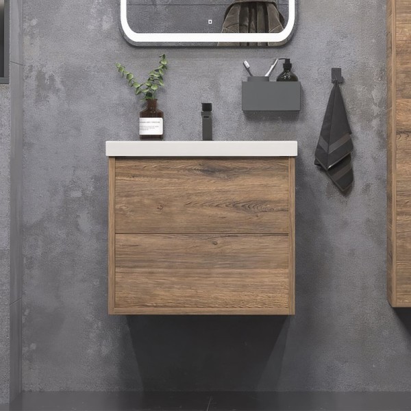 Тумба под раковину без столешницы SanStar Siva 50 подвесная, дуб веллингтон табак