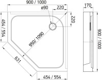 Поддон для душа Alex Baitler AB10017V-1 пятиугольный