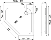 Поддон для душа Alex Baitler AB10017V-1 пятиугольный Поддон для душа Alex Baitler AB10017V-1 пятиугольный