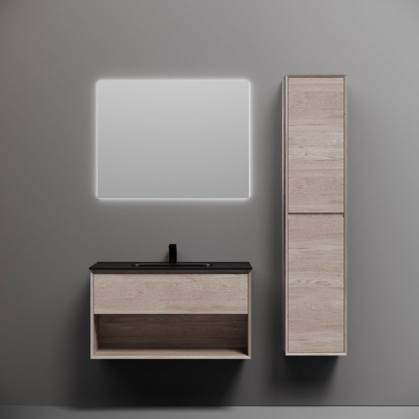 Мебель для ванной комнаты Sancos Marmi 1.0 90 дуб галифакс натуральный, раковина CN7002MB