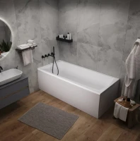 Акриловая ванна 1MarKa Modern 180x80 см, пристенная, белая, с каркасом