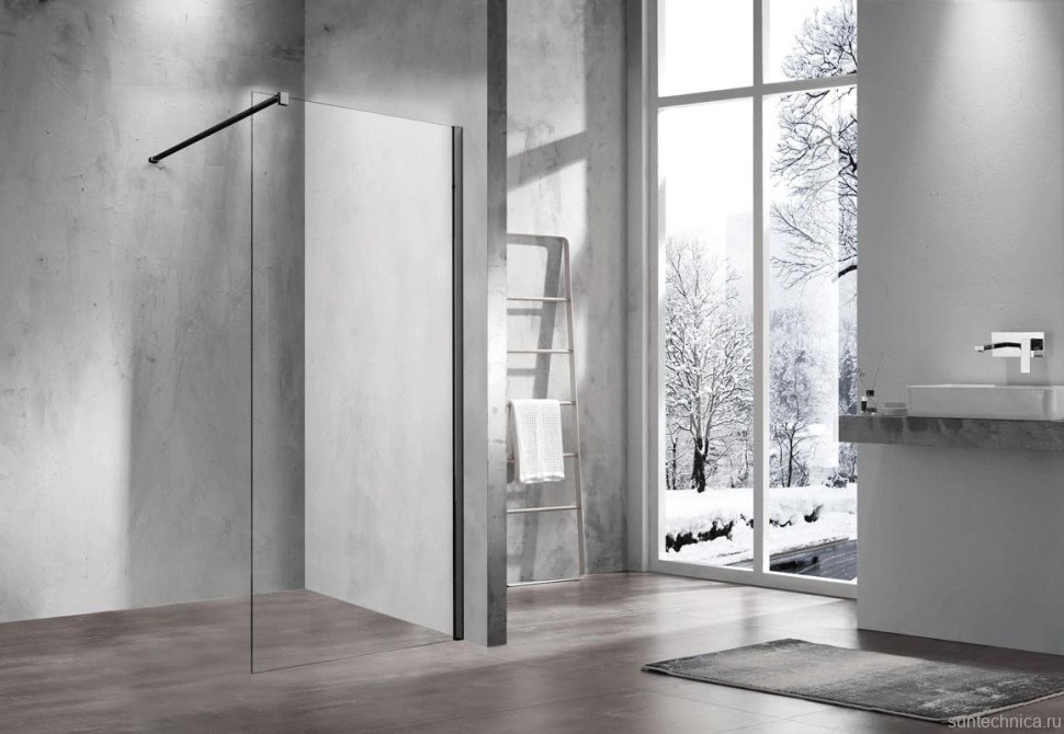 Душевая перегородка Vincea Walk-in VSW-1H700CLB 70 см, профиль матовый черный, стекло прозрачное