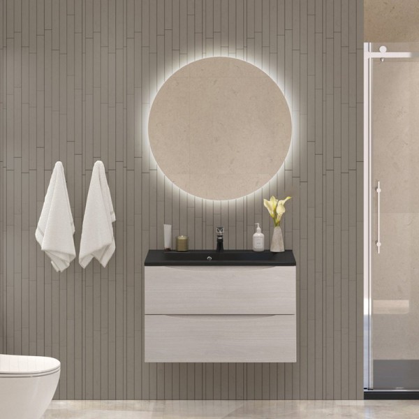 Мебель для ванной комнаты BelBagno Marino 80 подвесная, rovere grigio, черная раовина