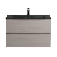 Мебель для ванной комнаты BelBagno Marino 80 подвесная, rovere grigio, черная раовина