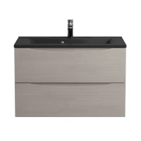 Мебель для ванной комнаты BelBagno Marino 80 подвесная, rovere grigio, черная раовина