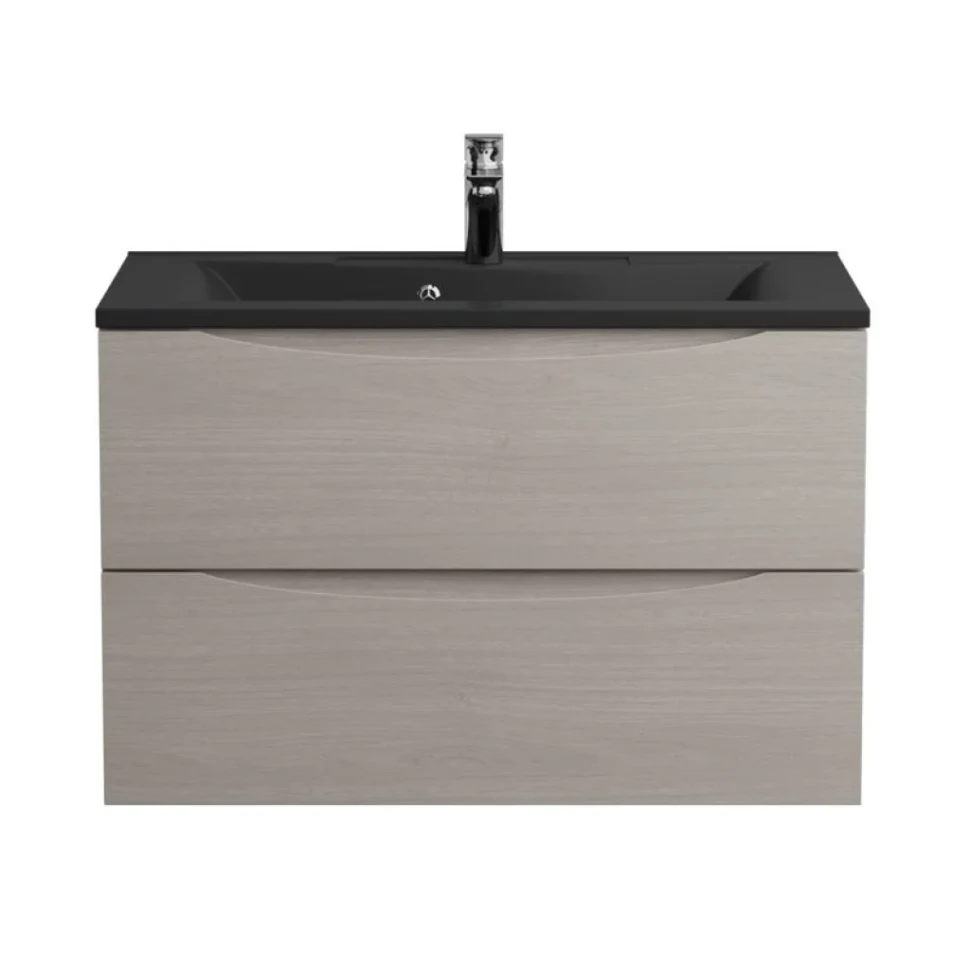 Мебель для ванной комнаты BelBagno Marino 80 подвесная, rovere grigio, черная раовина