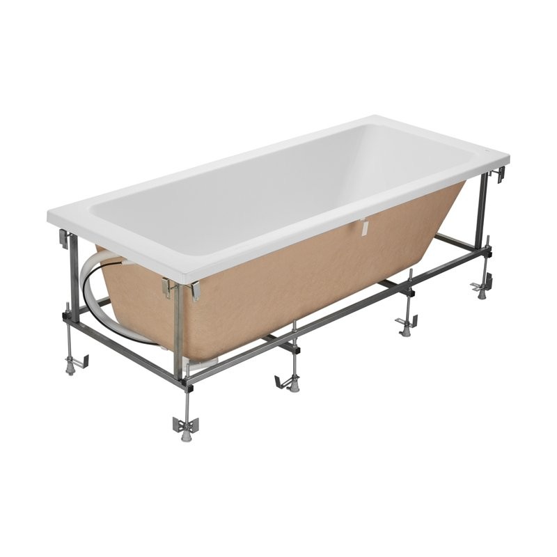 Акриловая ванна Roca Leon 150x70 см, пристенная, белая, с каркасом, со сливом-переливом