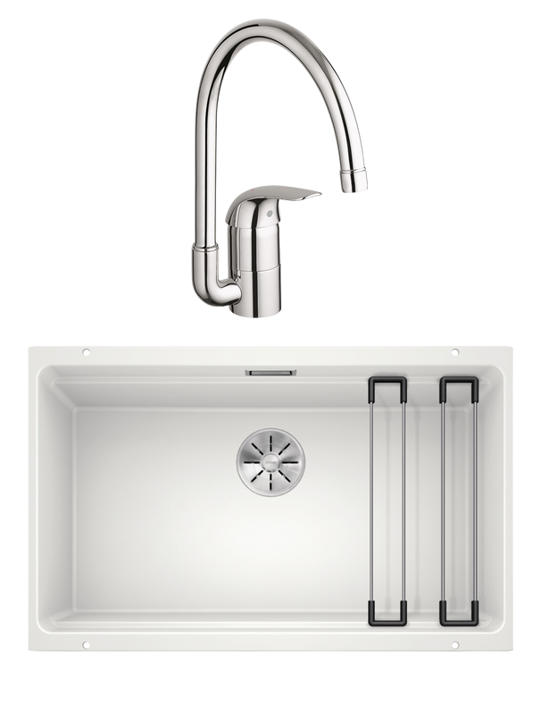 Комплект Мойка Blanco Etagon 700-U белая + Смеситель Grohe Euroeco