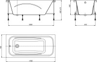 Акриловая ванна Roca Line 170x70 см, пристенная, белая, с каркасом, со сливом-переливом