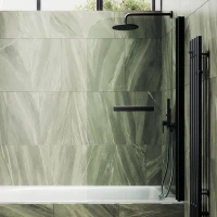 Шторка на ванну Maybahglass MGV-776-6 60x140, профиль черный, стекло прозрачное