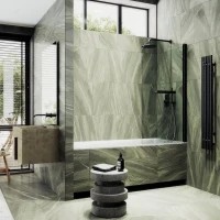 Шторка на ванну Maybahglass MGV-776-6 60x140, профиль черный, стекло прозрачное