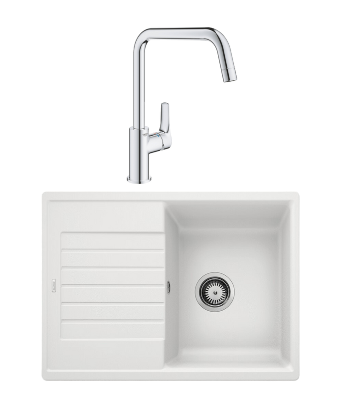 Комплект Мойка Blanco Zia 45 S Compact 524725 белая + Смеситель Grohe Eurosmart