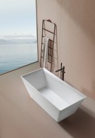 Ванна из искусственного камня AltroBagno Francesca 090101 170x75 см, отдельностоящая, матовая белая, на ножках, с донным клапаном, с подголовником