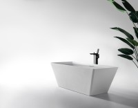 Ванна из искусственного камня AltroBagno Francesca 090101 170x75 см, отдельностоящая, матовая белая, на ножках, с донным клапаном, с подголовником