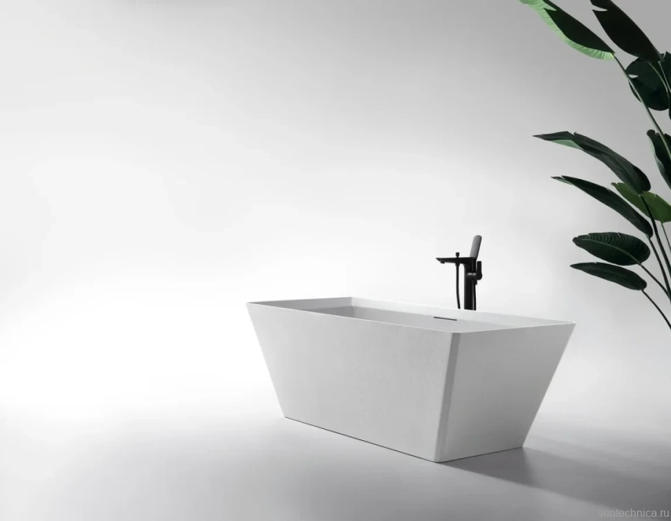 Ванна из искусственного камня AltroBagno Francesca 090101 170x75 см, отдельностоящая, матовая белая, на ножках, с донным клапаном, с подголовником