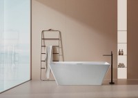 Ванна из искусственного камня AltroBagno Francesca 090101 170x75 см, отдельностоящая, матовая белая, на ножках, с донным клапаном, с подголовником