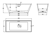 Ванна из искусственного камня AltroBagno Francesca 090101 170x75 см, отдельностоящая, матовая белая, на ножках, с донным клапаном, с подголовником