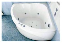 Акриловая ванна Aquanet Fregate 00205488 125x125 см, угловая, пристенная, белая, четверть круга, с каркасом, для двоих