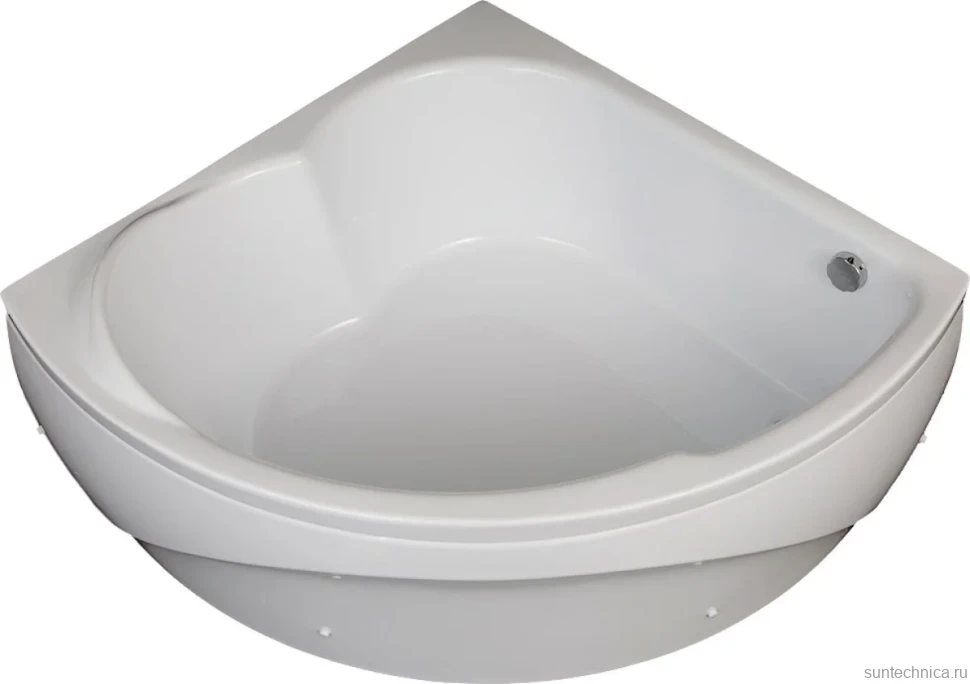 Акриловая ванна Aquanet Fregate 00205488 125x125 см, угловая, пристенная, белая, четверть круга, с каркасом, для двоих