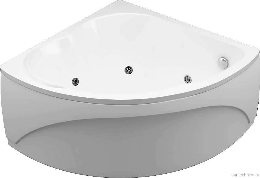 Акриловая ванна Aquanet Fregate 00205488 125x125 см, угловая, пристенная, белая, четверть круга, с каркасом, для двоих