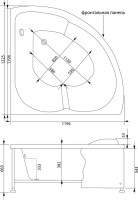 Акриловая ванна Aquanet Fregate 00205488 125x125 см, угловая, пристенная, белая, четверть круга, с каркасом, для двоих