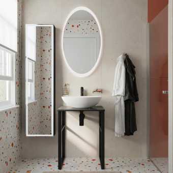 Мебель для ванной DIWO Элиста 60 чёрный мрамор, с раковиной Moduo 55 Leaf подвесная, в стиле лофт (гарнитур, мебель)