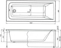 Акриловая ванна Aquanet Bright 230255 165x70 см, пристенная, белая, с каркасом