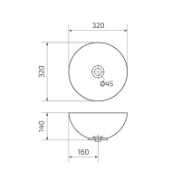 Накладная раковина GID Esfera Mnc487 32 под глянцевый камень, круглая, фаянс