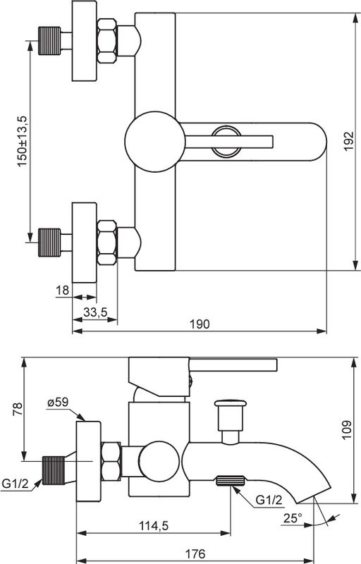 Душевой комплект Смеситель Damixa Scandinavian Pure 361000600 + Душевая лейка Eclipse 914540000
