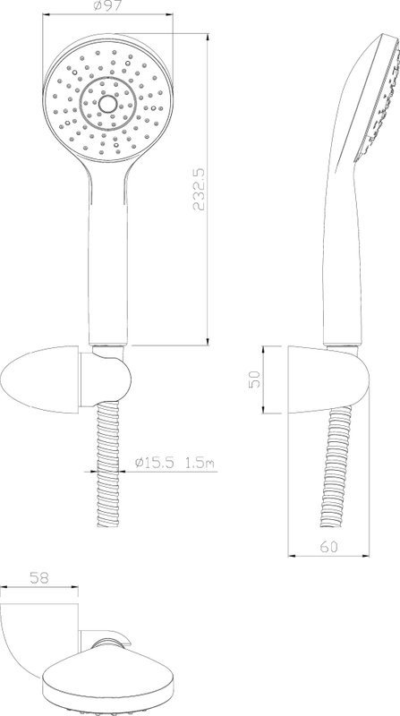 Душевой комплект Смеситель Damixa Scandinavian Pure 361000600 + Душевая лейка Eclipse 914540000