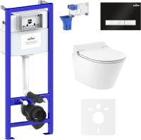 Комплект Lavinia Boho Унитаз подвесной Smart V-Clean 335901RS с микролифтом + Инсталляция RelFix 38010010 + Кнопка RelFix 38050601 + Дозатор RelFix 38040010